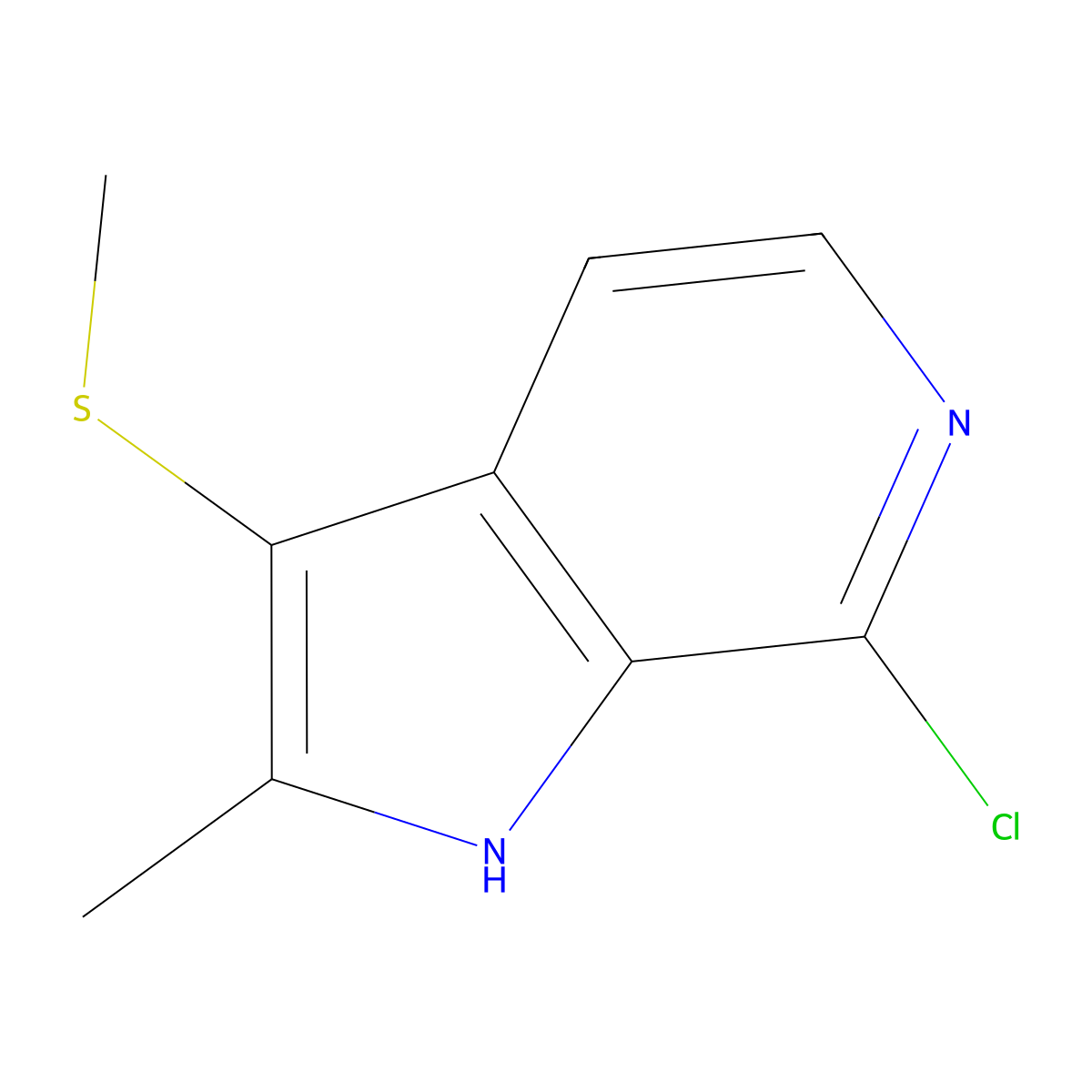 7-chloro-2-methyl-3-(methylsulfanyl)-1H-pyrrolo[2,3-c]pyridine molecular structure, CAS 850785-57-8