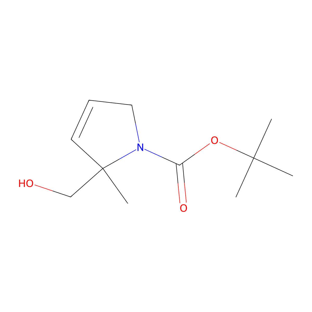 tert-butyl 2-(hydroxymethyl)-2-methyl-2,5-dihydro-1H-pyrrole-1-carboxylate molecular structure, CAS 850789-25-2