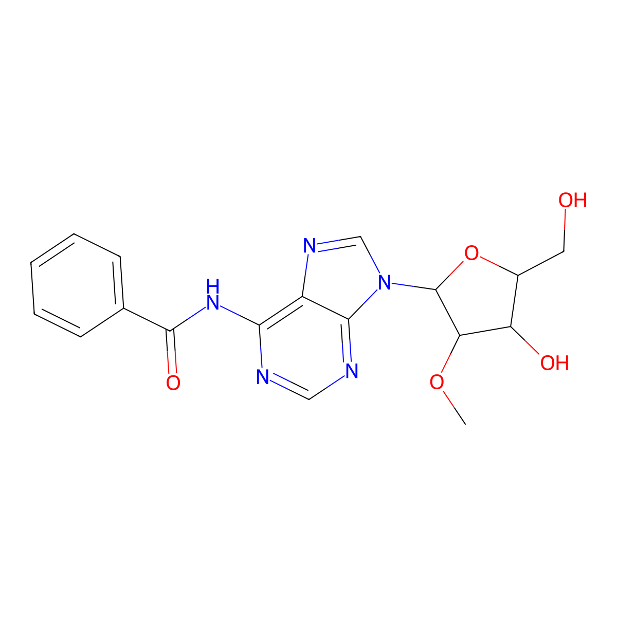 N6-Benzoyl-2'-O-methyl-adenosine molecular structure, CAS 85079-00-1