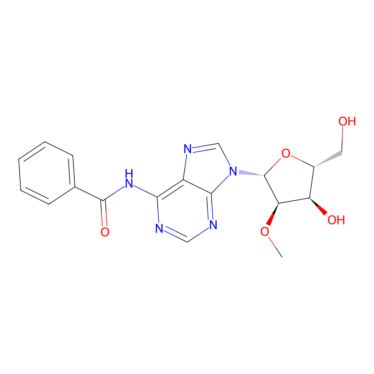 N6-Benzoyl-2'-O-methyl-adenosine molecular structure, CAS 85079-00-1