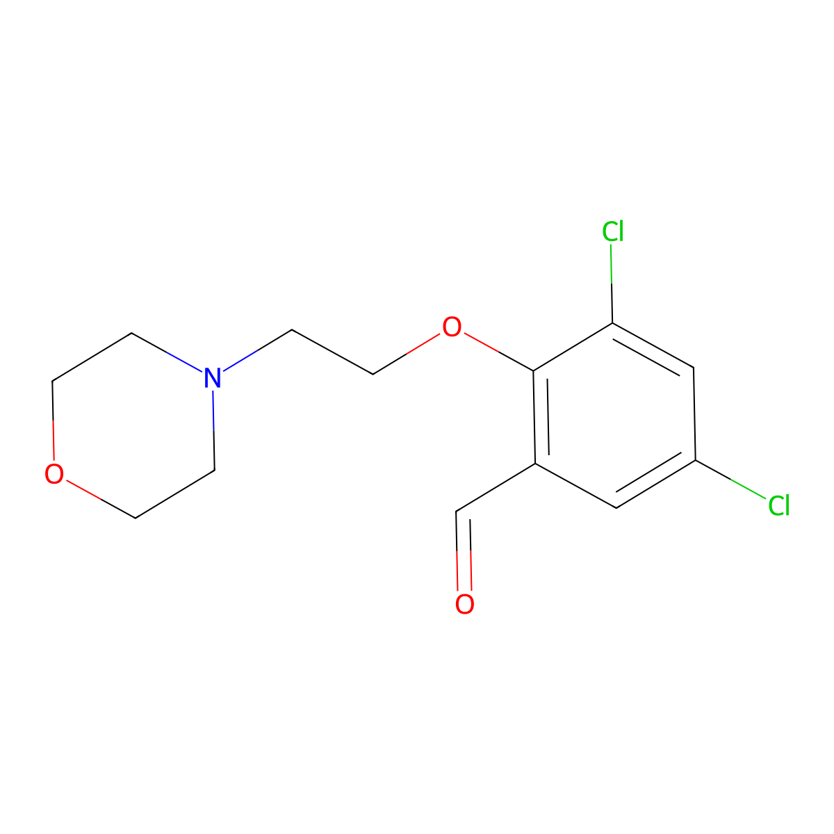 3,5-Dichloro-2-[2-(morpholin-4-yl)ethoxy]benzaldehyde molecular structure, CAS 850797-74-9