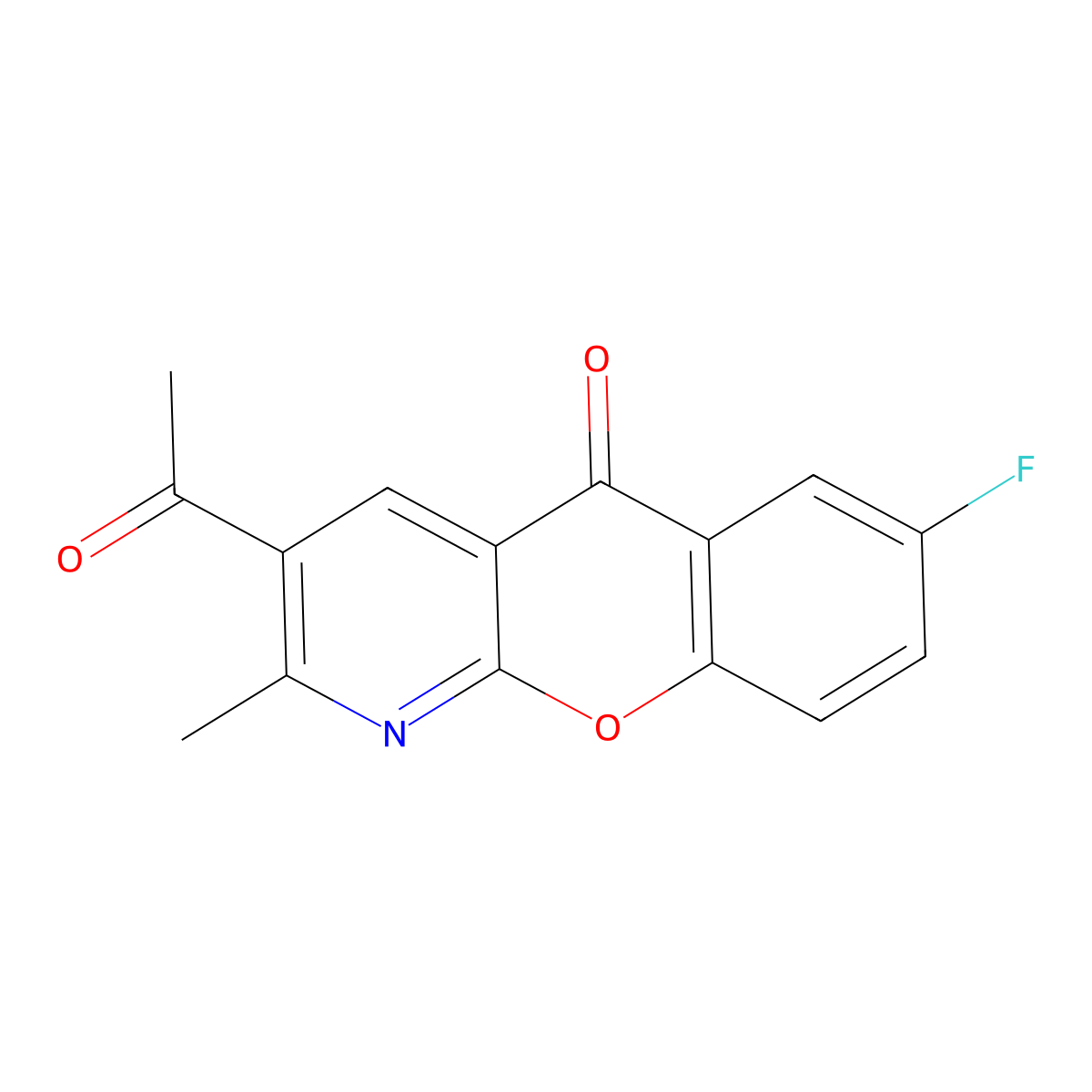 3-Acetyl-7-fluoro-2-methyl-5H-[1]benzopyrano[2,3-b]pyridin-5-one molecular structure, CAS 850799-74-5