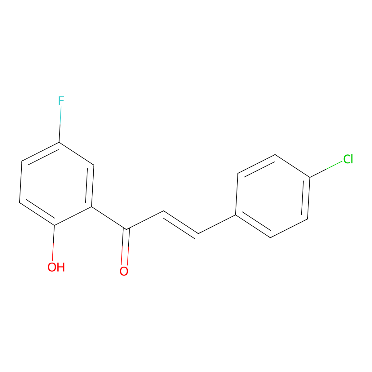 (E)-3-(4-chlorophenyl)-1-(5-fluoro-2-hydroxyphenyl)prop-2-en-1-one molecular structure, CAS 850799-78-9