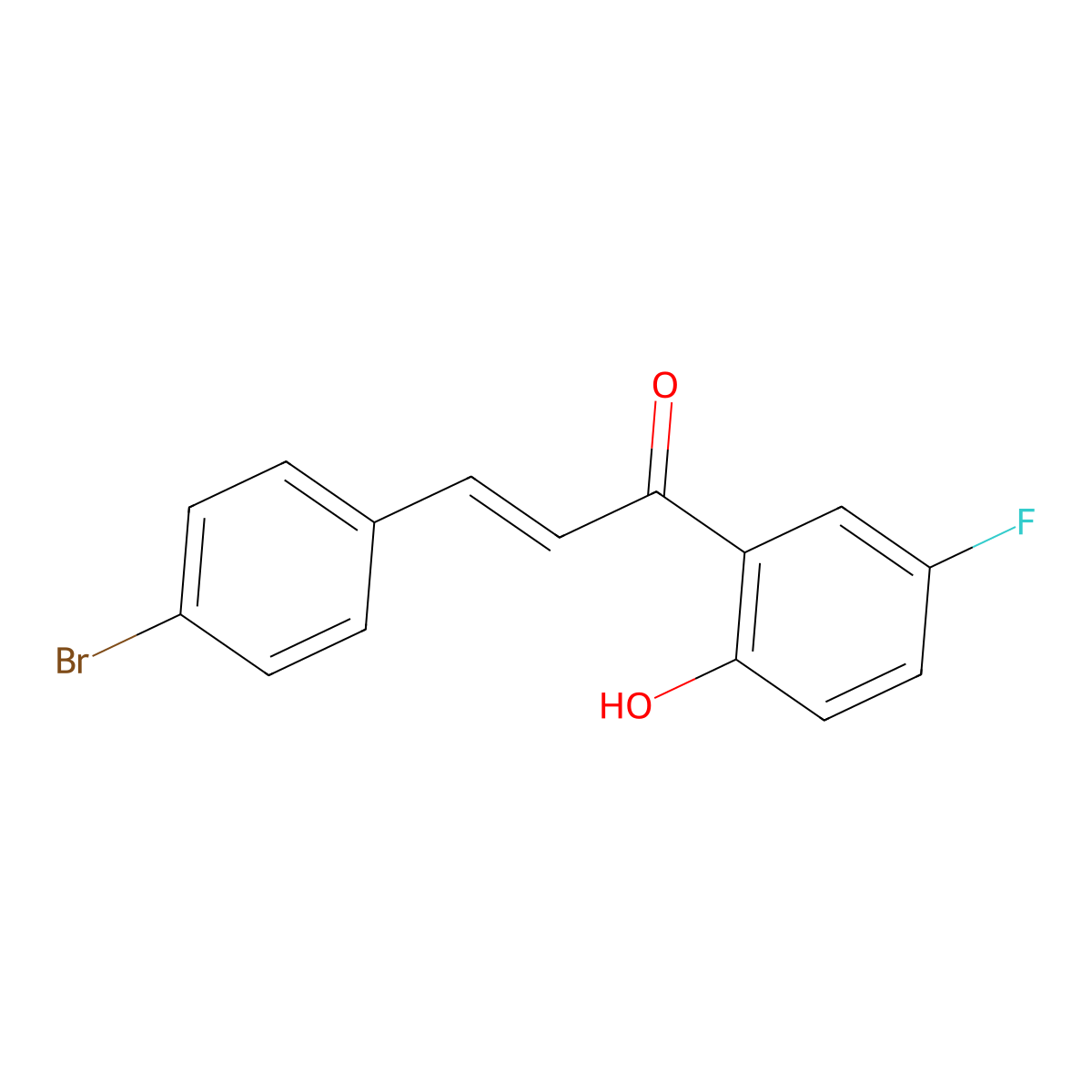 2-Propen-1-one, 3-(4-bromophenyl)-1-(5-fluoro-2-hydroxyphenyl)-, (2E)- molecular structure, CAS 850799-79-0
