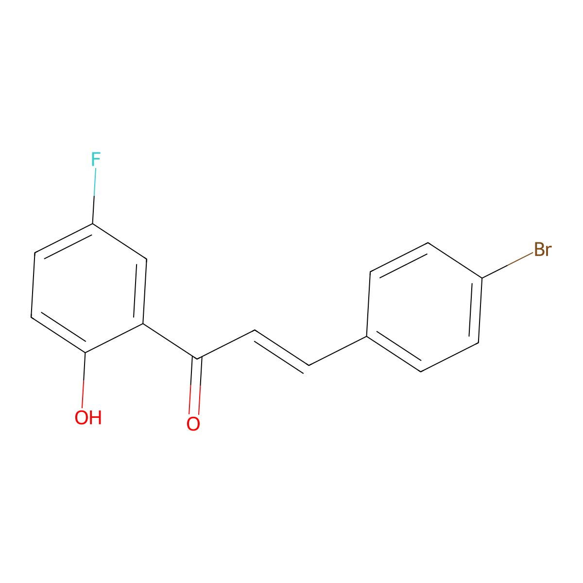 2-Propen-1-one, 3-(4-bromophenyl)-1-(5-fluoro-2-hydroxyphenyl)-, (2E)- molecular structure, CAS 850799-79-0