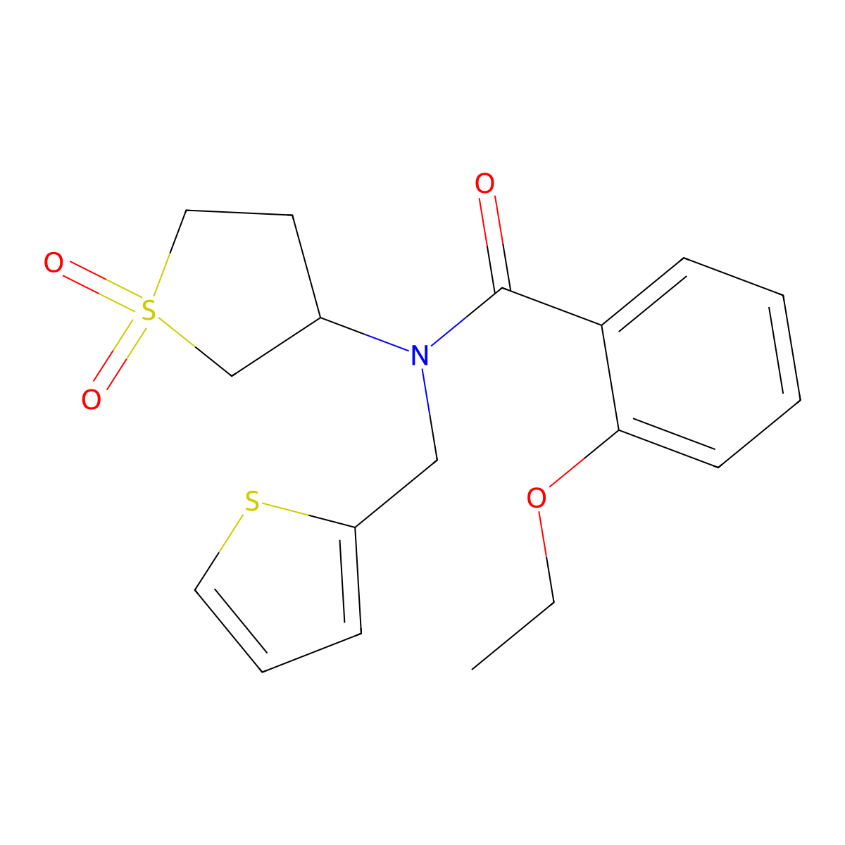 N-(1,1-dioxidotetrahydrothiophen-3-yl)-2-ethoxy-N-(thiophen-2-ylmethyl)benzamide molecular structure, CAS 850800-24-7