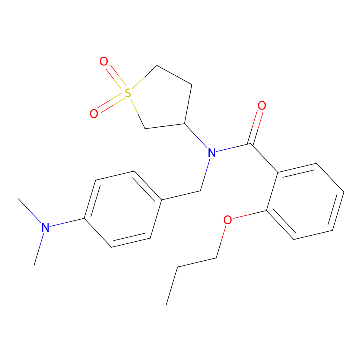 N-[4-(dimethylamino)benzyl]-N-(1,1-dioxidotetrahydro-3-thienyl)-2-propoxybenzamide molecular structure, CAS 850800-70-3