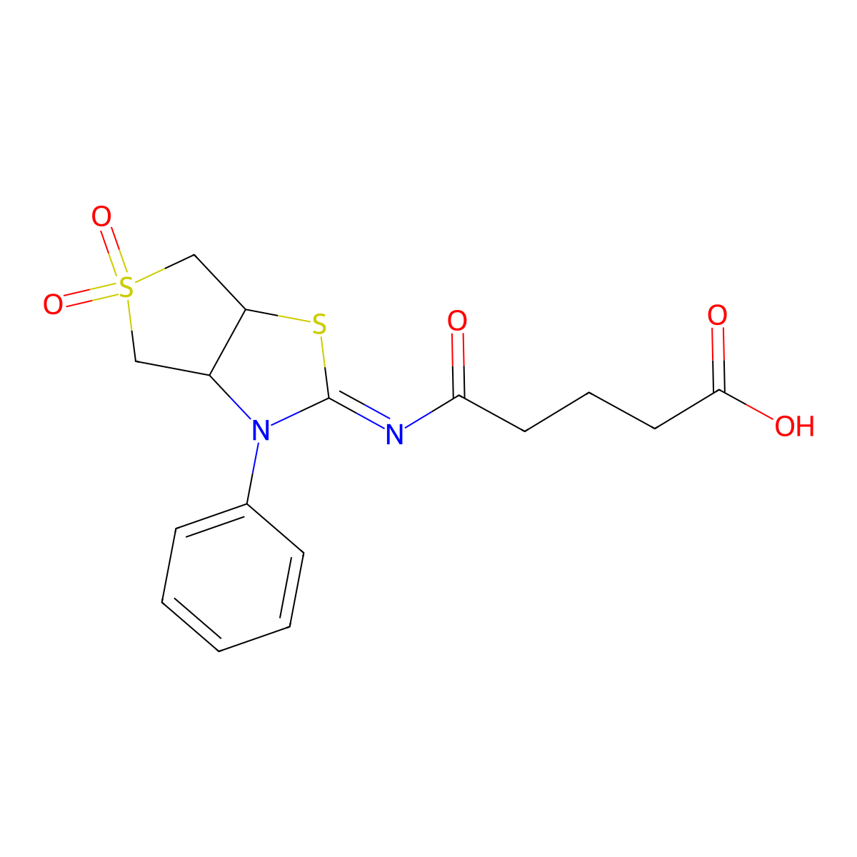 (Z)-5-((5,5-dioxido-3-phenyltetrahydrothieno[3,4-d]thiazol-2(3H)-ylidene)amino)-5-oxopentanoic acid molecular structure, CAS 850800-74-7