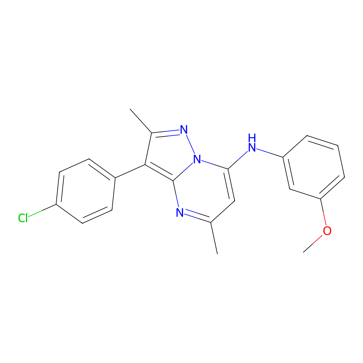 3-(4-chlorophenyl)-N-(3-methoxyphenyl)-2,5-dimethylpyrazolo[1,5-a]pyrimidin-7-amine molecular structure, CAS 850801-10-4