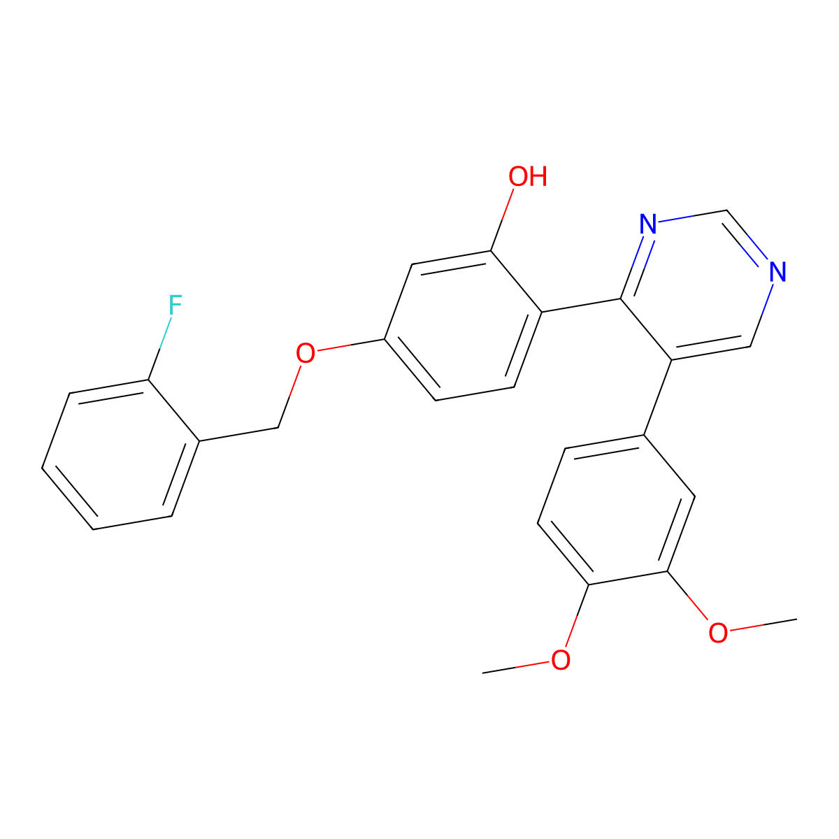 2-[5-(3,4-Dimethoxyphenyl)pyrimidin-4-yl]-5-[(2-fluorophenyl)methoxy]phenol molecular structure, CAS 850801-12-6