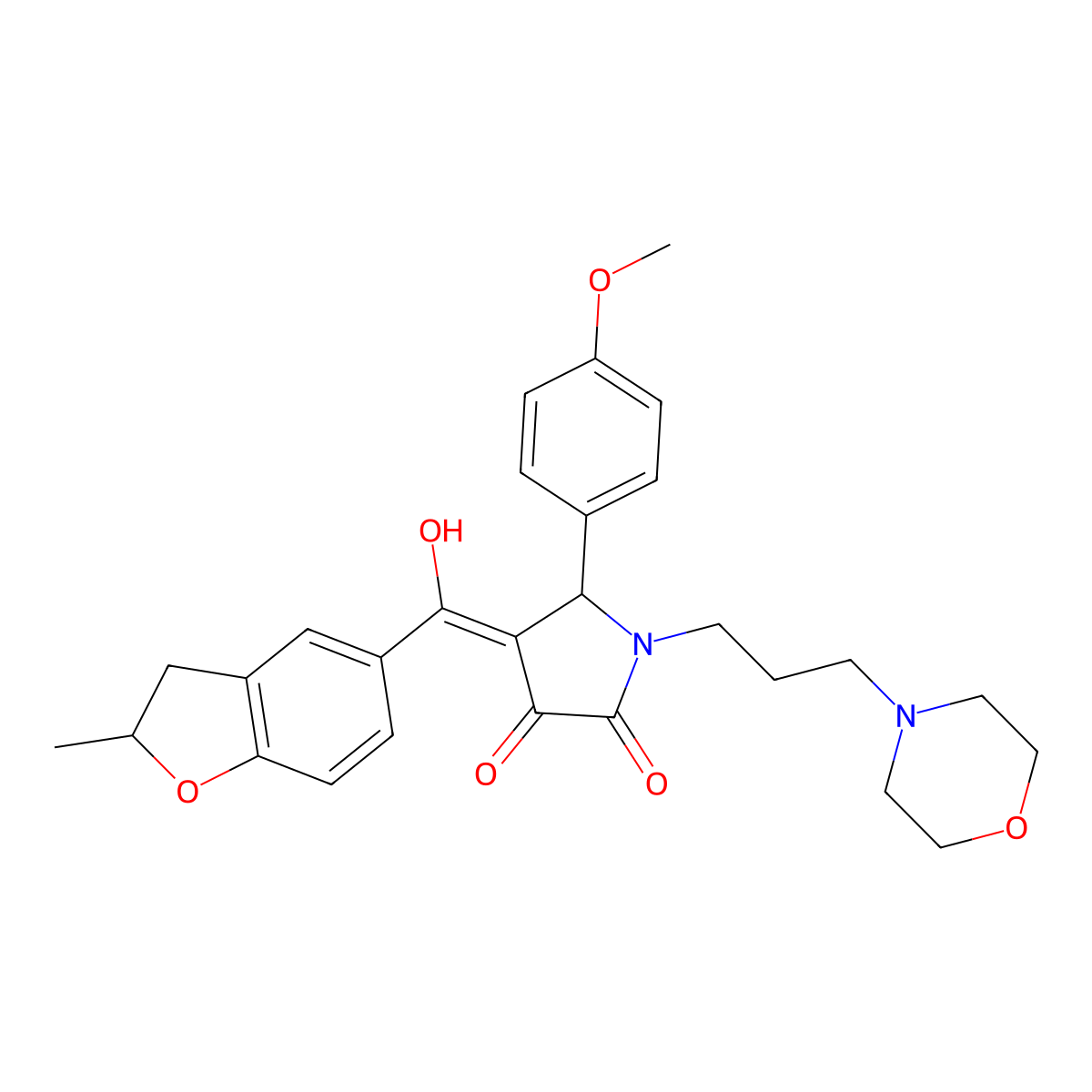 4-[Hydroxy-(2-methyl-2,3-dihydro-1-benzofuran-5-yl)methylidene]-5-(4-methoxyphenyl)-1-(3-morpholin-4-ylpropyl)pyrrolidine-2,3-dione molecular structure, CAS 850801-75-1