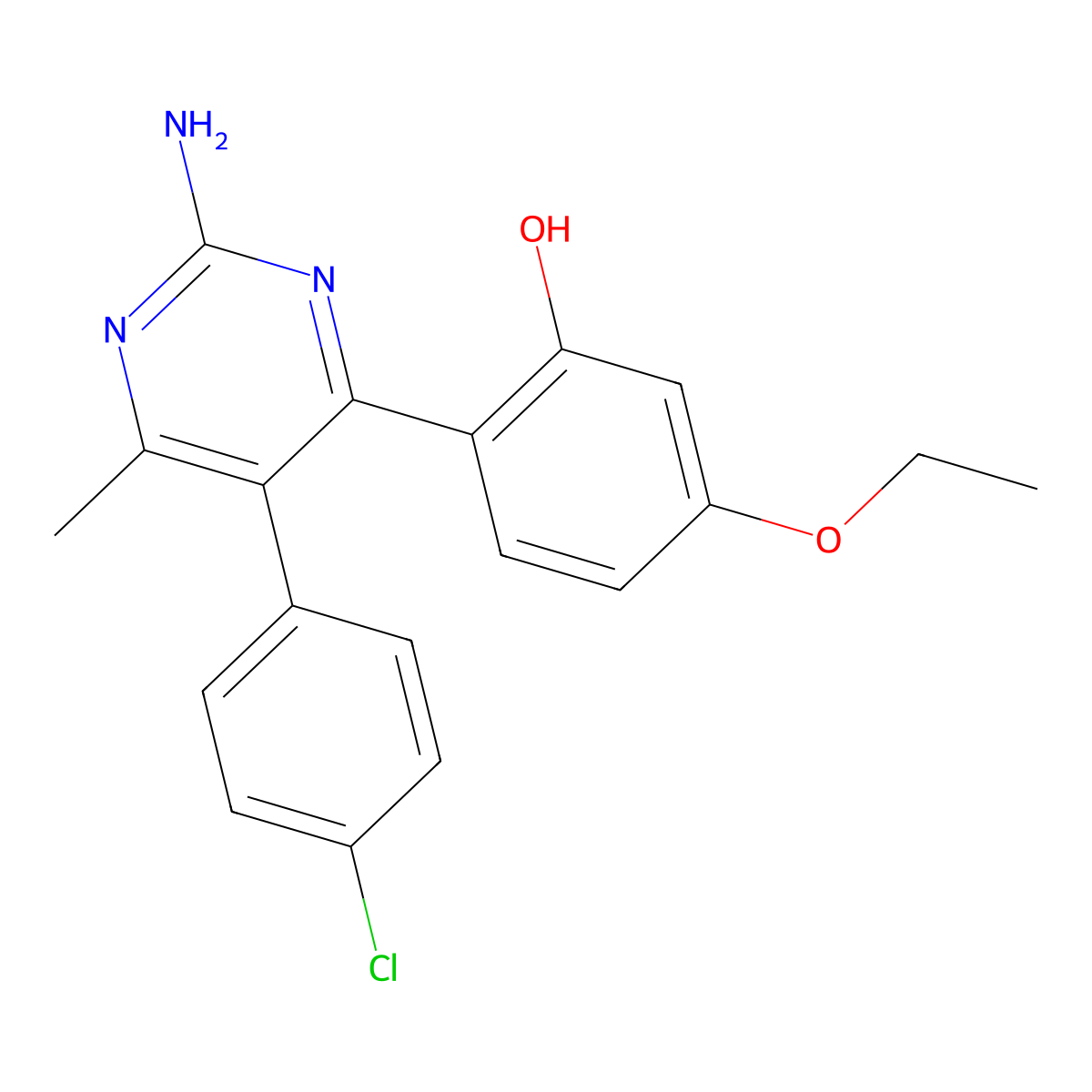 2-[2-Amino-5-(4-chlorophenyl)-6-methylpyrimidin-4-yl]-5-ethoxyphenol molecular structure, CAS 850801-99-9