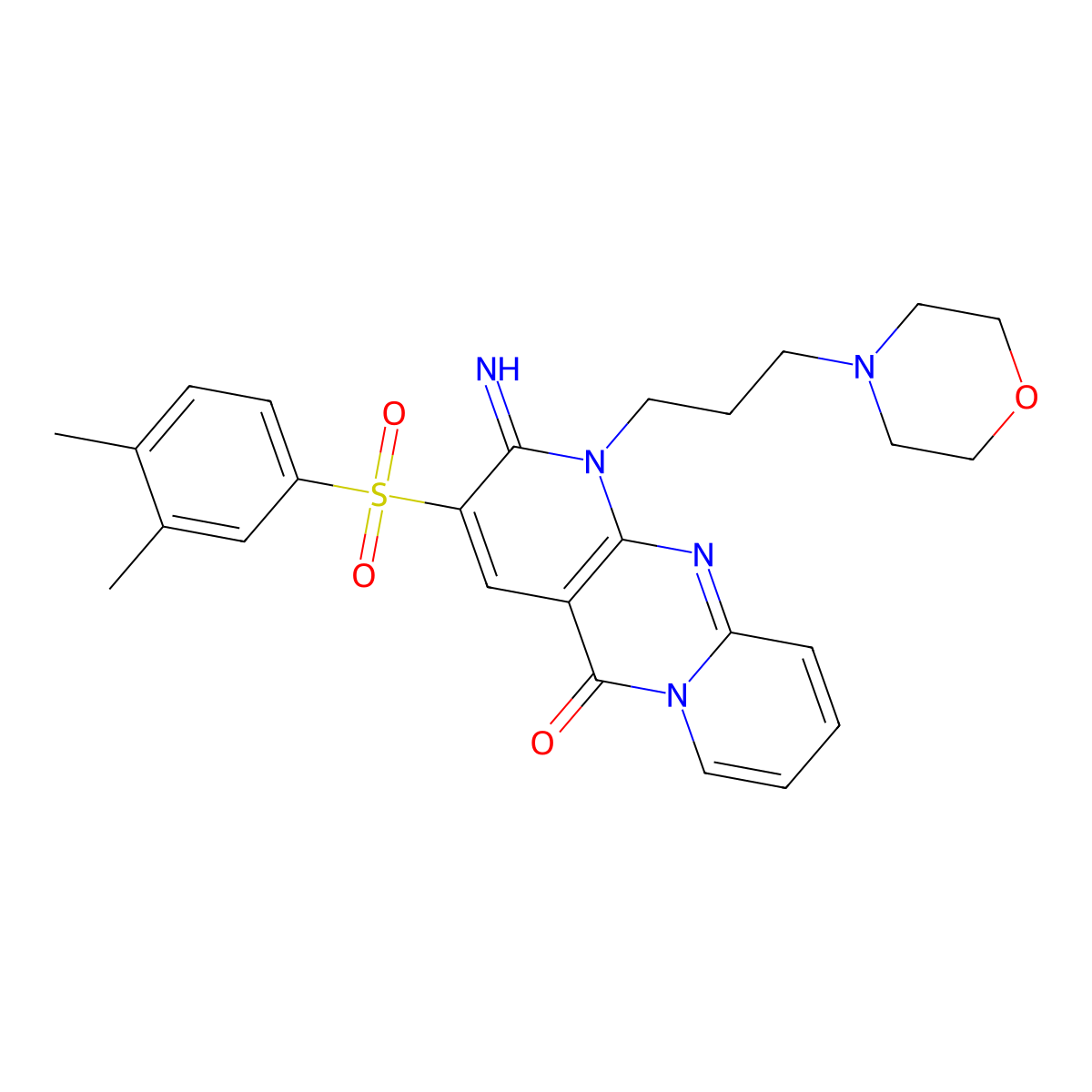 3-[(3,4-Dimethylphenyl)sulfonyl]-2-imino-1-(3-morpholin-4-ylpropyl)-1,6-dihydr opyridino[1,2-a]pyridino[2,3-d]pyrimidin-5-one molecular structure, CAS 850802-00-5