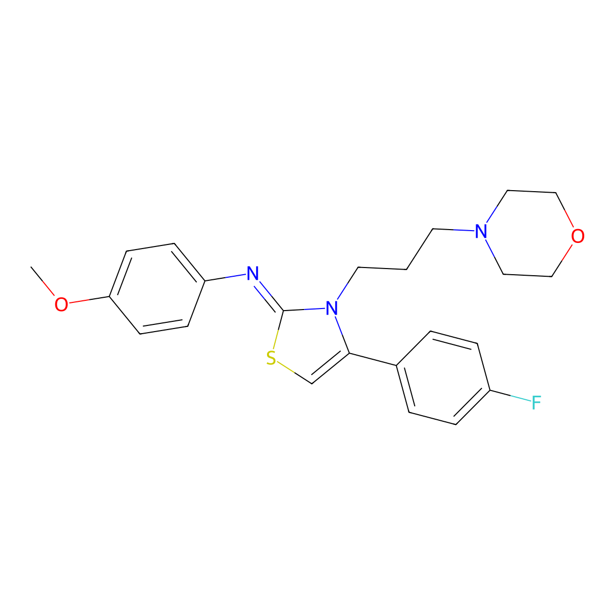 N-[(2Z)-4-(4-fluorophenyl)-3-[3-(morpholin-4-yl)propyl]-1,3-thiazol-2(3H)-ylidene]-4-methoxyaniline molecular structure, CAS 850802-16-3