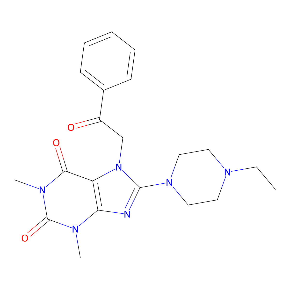 8-(4-ethylpiperazin-1-yl)-1,3-dimethyl-7-(2-oxo-2-phenylethyl)-1H-purine-2,6(3H,7H)-dione molecular structure, CAS 850802-26-5