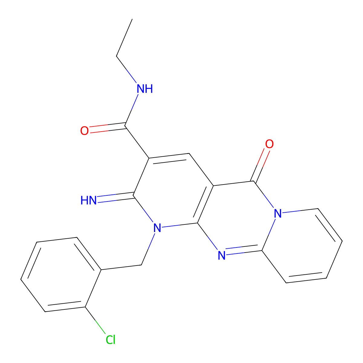 1-(2-chlorobenzyl)-N-ethyl-2-imino-5-oxo-1,5-dihydro-2H-dipyrido[1,2-a:2',3'-d]pyrimidine-3-carboxamide molecular structure, CAS 850802-45-8