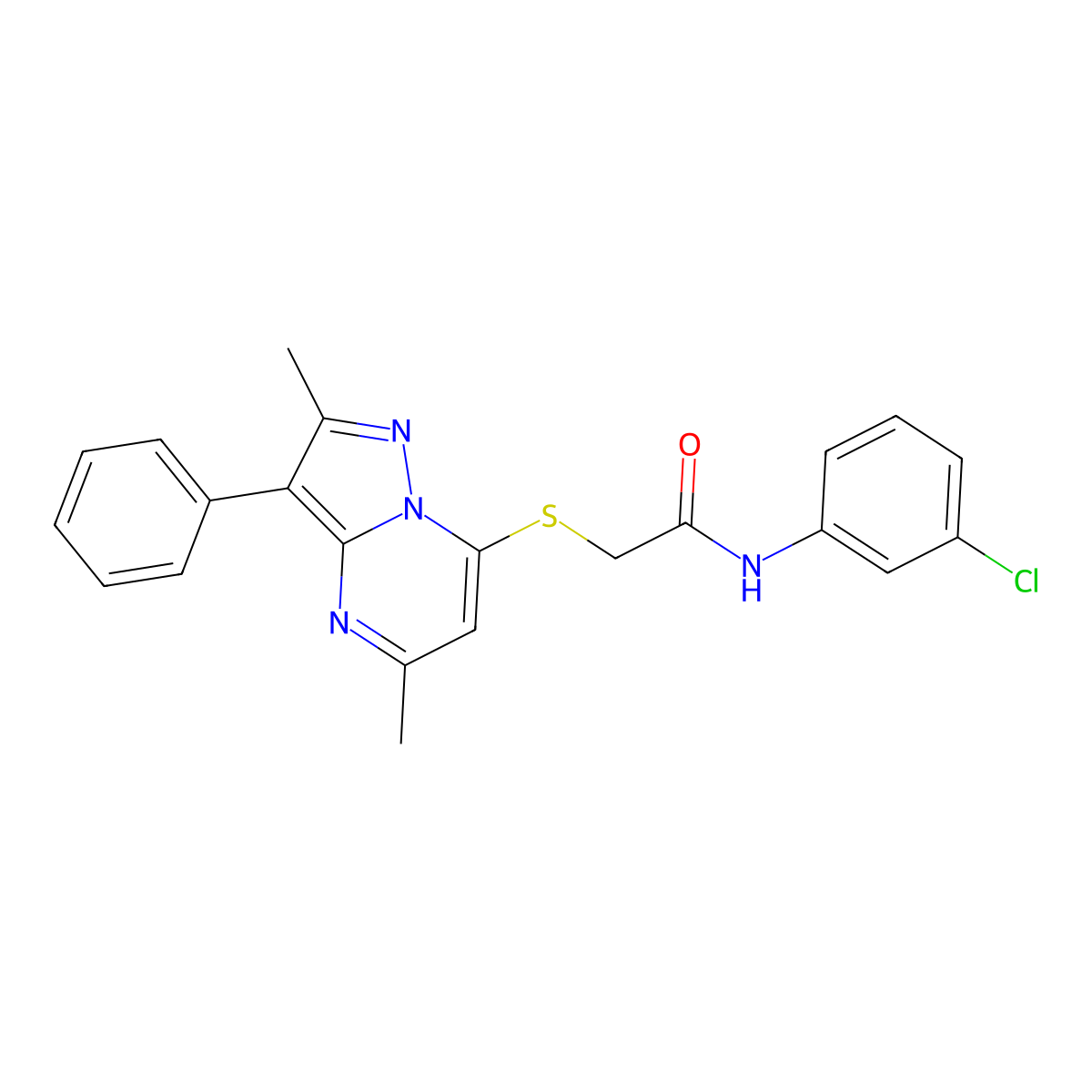 N-(3-chlorophenyl)-2-[(2,5-dimethyl-3-phenylpyrazolo[1,5-a]pyrimidin-7-yl)sulfanyl]acetamide molecular structure, CAS 850802-83-4