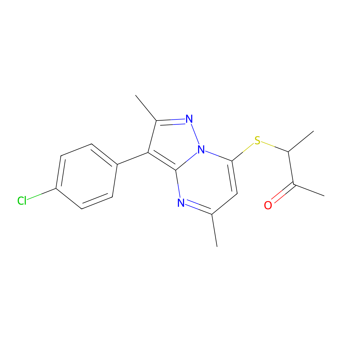 3-{[3-(4-Chlorophenyl)-2,5-dimethylpyrazolo[1,5-a]pyrimidin-7-yl]sulfanyl}butan-2-one molecular structure, CAS 850802-98-1