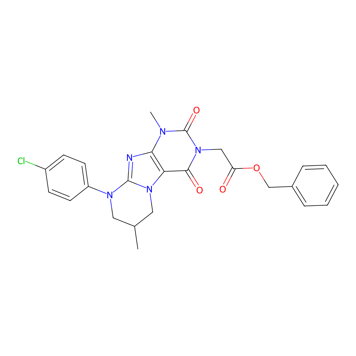 benzyl 2-[9-(4-chlorophenyl)-1,7-dimethyl-2,4-dioxo-7,8-dihydro-6H-purino[7,8-a]pyrimidin-3-yl]acetate molecular structure, CAS 850803-08-6
