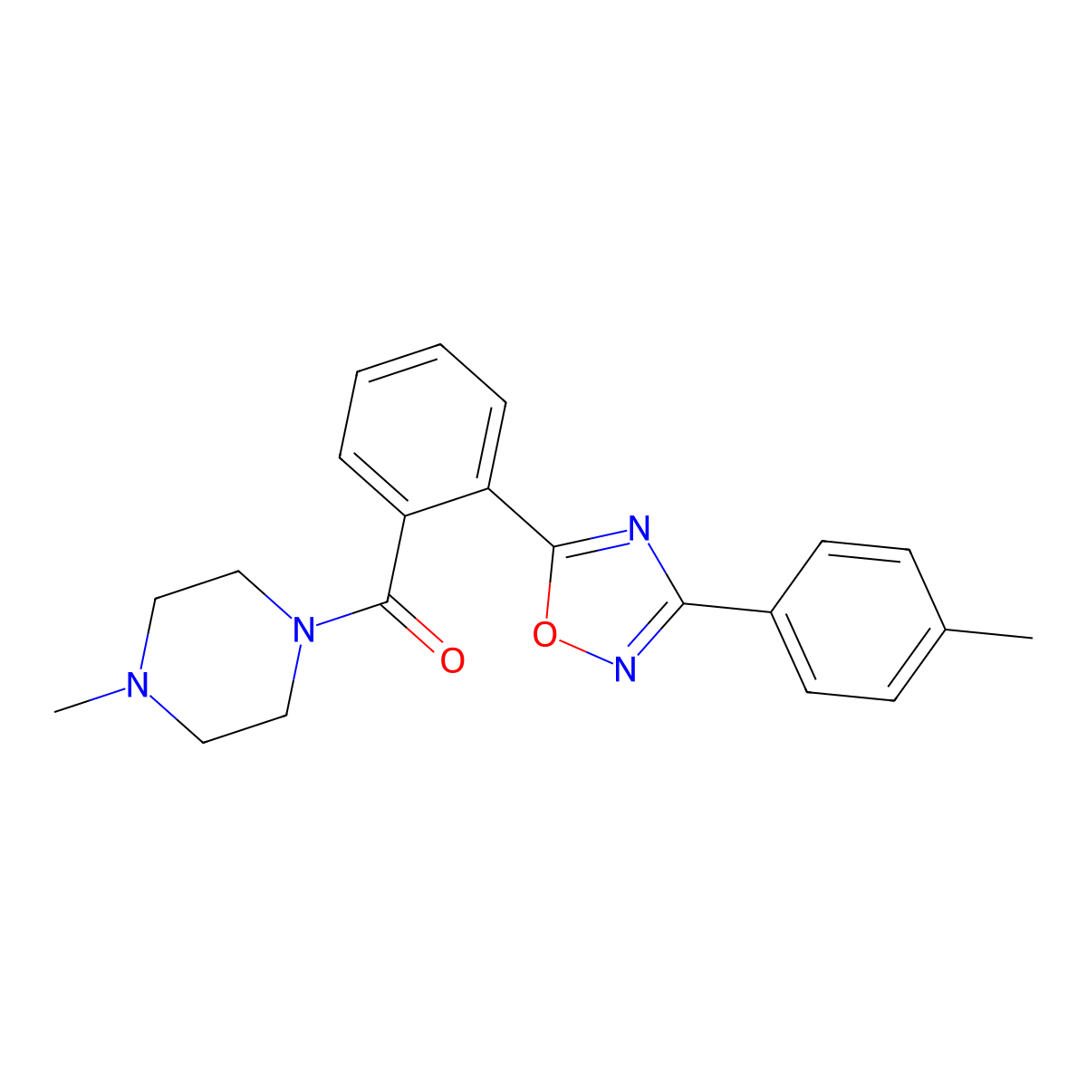 [2-[3-(4-Methylphenyl)-1,2,4-oxadiazol-5-yl]phenyl]-(4-methylpiperazin-1-yl)methanone molecular structure, CAS 850803-27-9