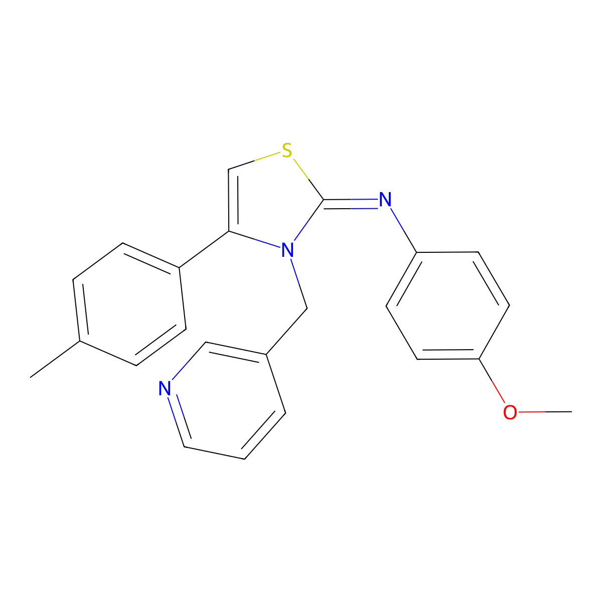 4-methoxy-N-[(2Z)-4-(4-methylphenyl)-3-(pyridin-3-ylmethyl)-1,3-thiazol-2(3H)-ylidene]aniline molecular structure, CAS 850803-32-6