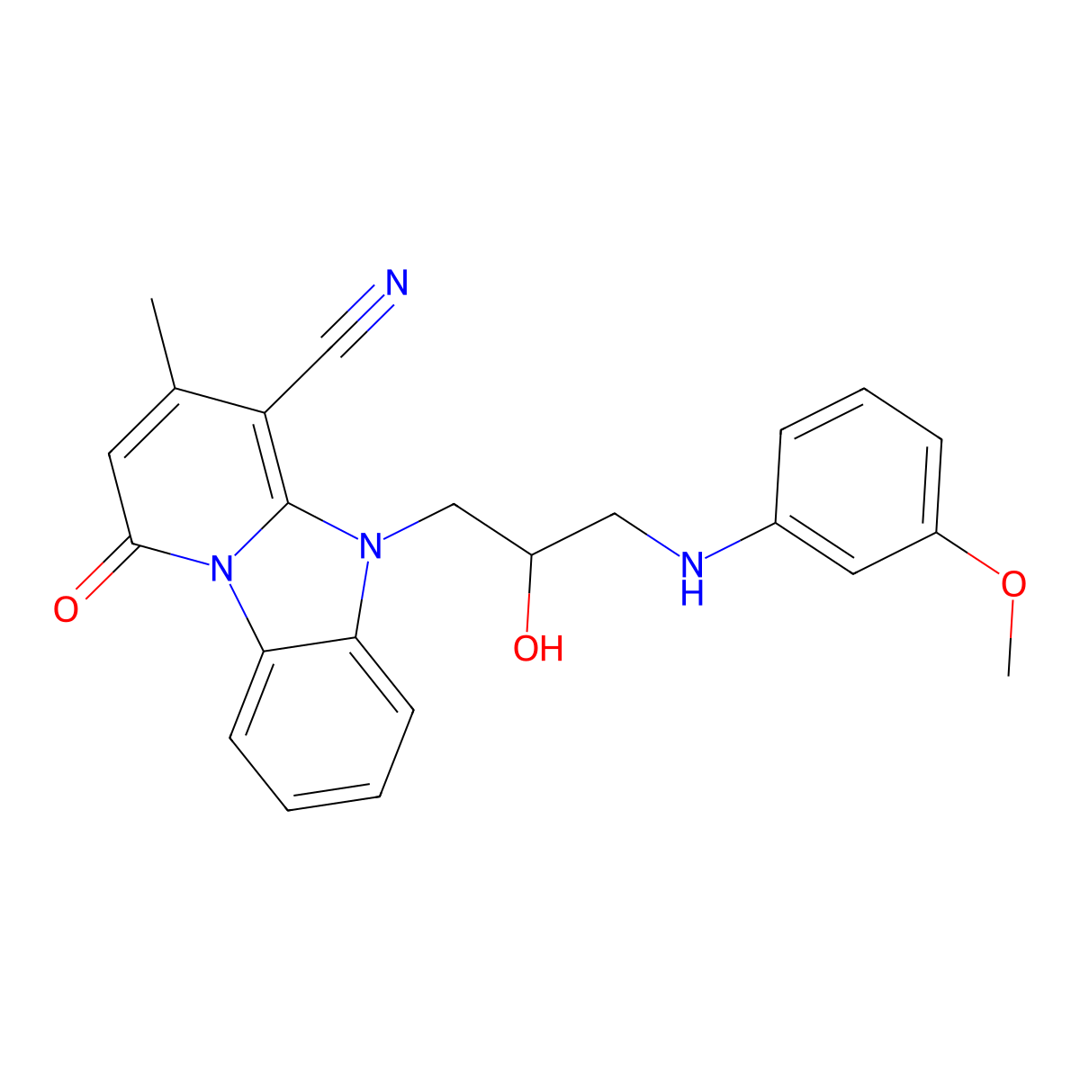5-{2-Hydroxy-3-[(3-methoxyphenyl)amino]propyl}-3-methyl-1-oxo-1,5-dihydropyrido[1,2-a]benzimidazole-4-carbonitrile molecular structure, CAS 850803-59-7