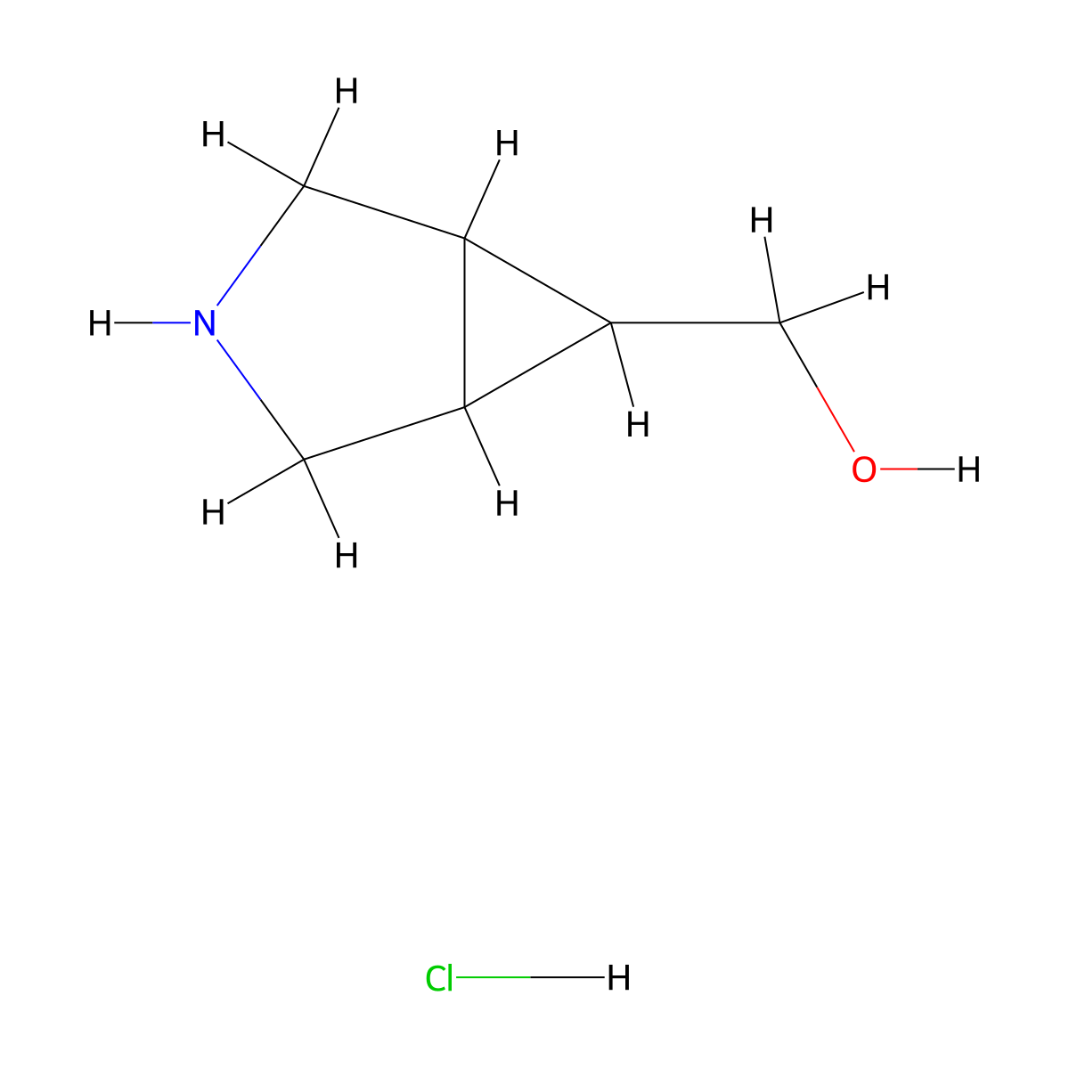 3-Azabicyclo[3.1.0]hexan-6-ylmethanol hydrochloride molecular structure, CAS 850808-44-5