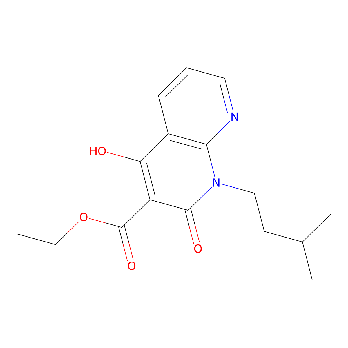 Ethyl 4-hydroxy-1-isopentyl-2-oxo-1,2-dihydro-1,8-naphthyridine-3-carboxylate molecular structure, CAS 850814-34-5