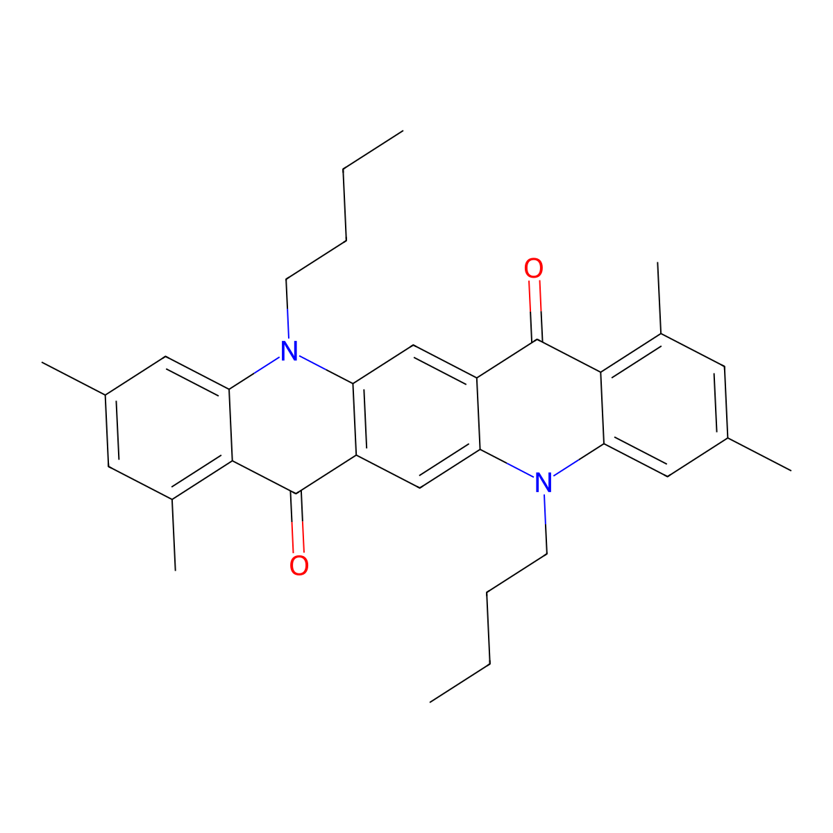 5,12-Dibutyl-1,3,8,10-tetramethyquinacridone molecular structure, CAS 850815-10-0