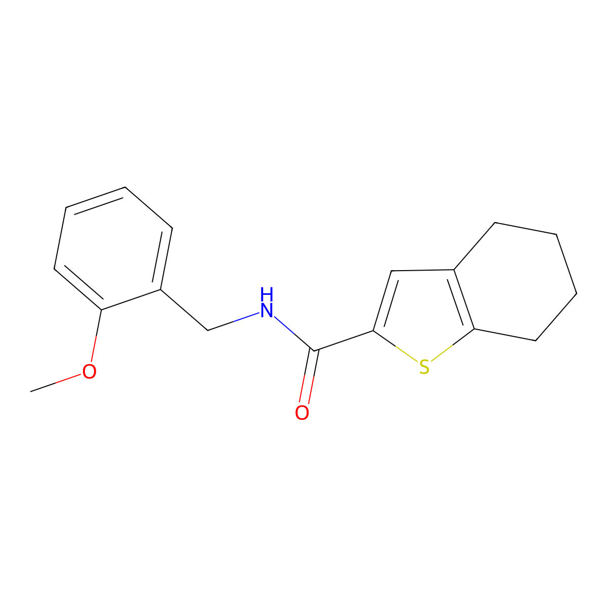 N-[(2-methoxyphenyl)methyl]-4,5,6,7-tetrahydro-1-benzothiophene-2-carboxamide molecular structure, CAS 850817-57-1