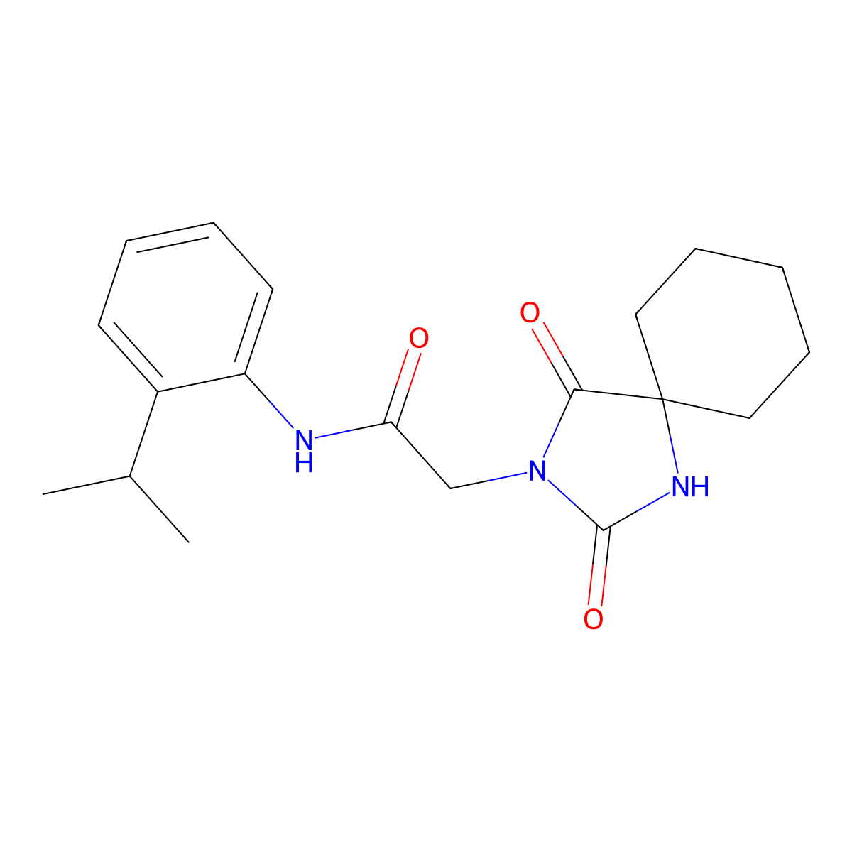 2-(2,4-dioxo-1,3-diazaspiro[4.5]dec-3-yl)-N-(2-isopropylphenyl)acetamide molecular structure, CAS 850822-09-2