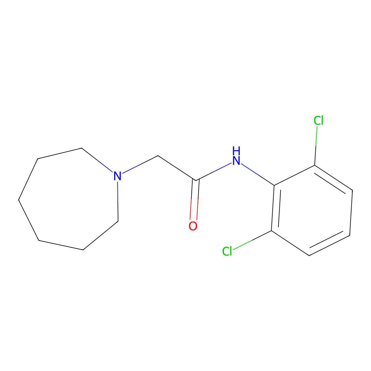 2-(azepan-1-yl)-N-(2,6-dichlorophenyl)acetamide molecular structure, CAS 850822-30-9