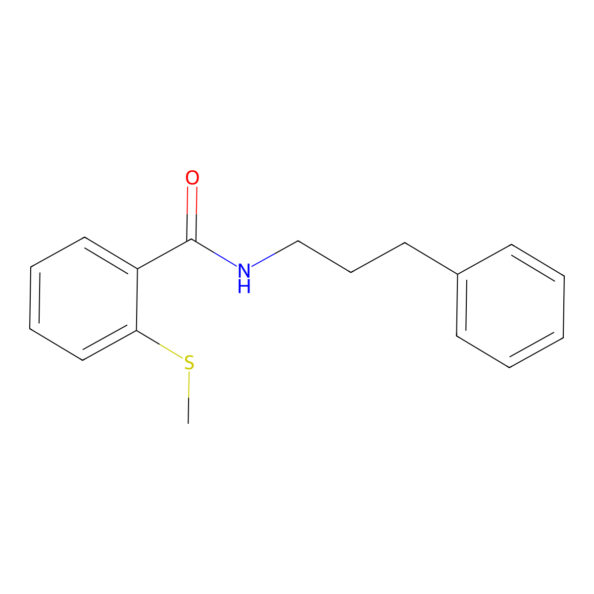 2-methylsulfanyl-N-(3-phenylpropyl)benzamide molecular structure, CAS 850823-02-8