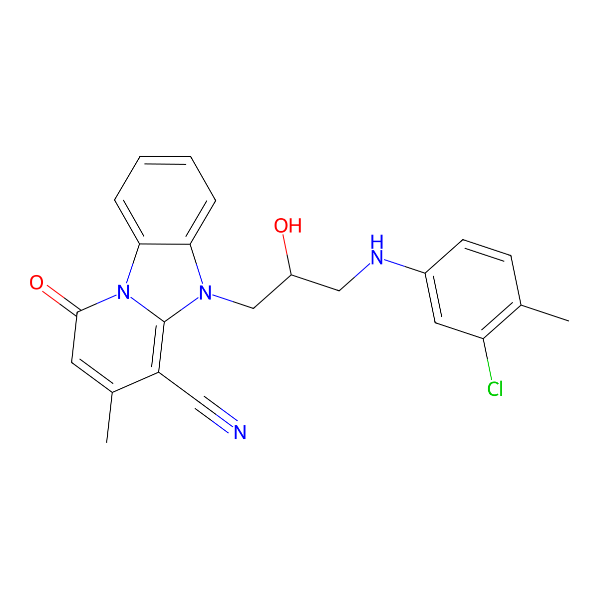 5-{3-[(3-Chloro-4-methylphenyl)amino]-2-hydroxypropyl}-3-methyl-1-oxo-1,5-dihydropyrido[1,2-a]benzimidazole-4-carbonitrile molecular structure, CAS 850824-60-1