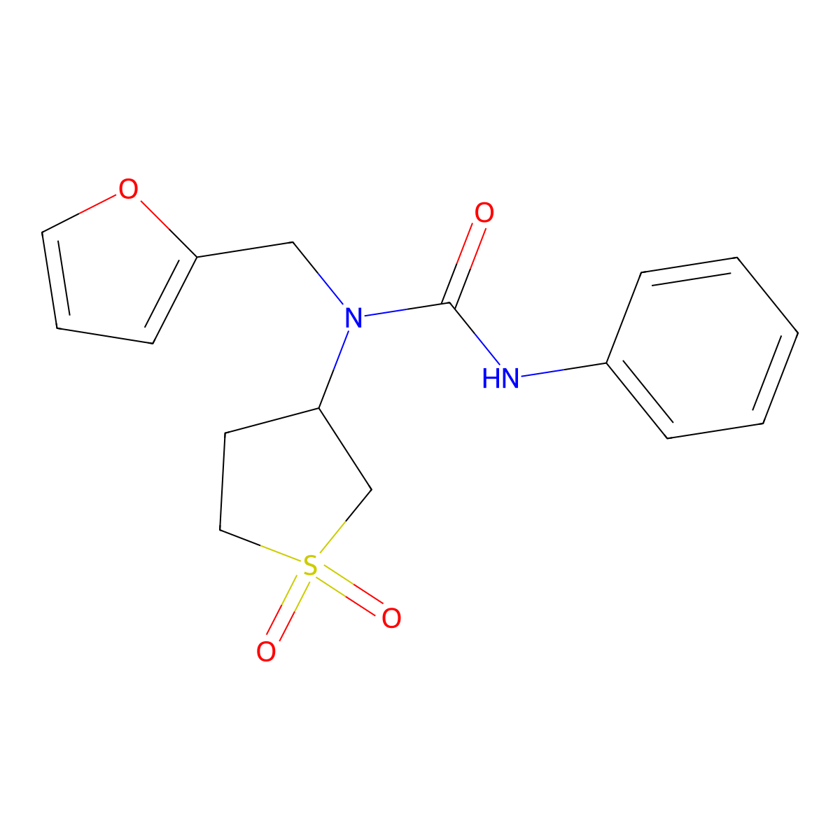 1-(1,1-Dioxidotetrahydrothiophen-3-yl)-1-(furan-2-ylmethyl)-3-phenylurea molecular structure, CAS 850824-68-9