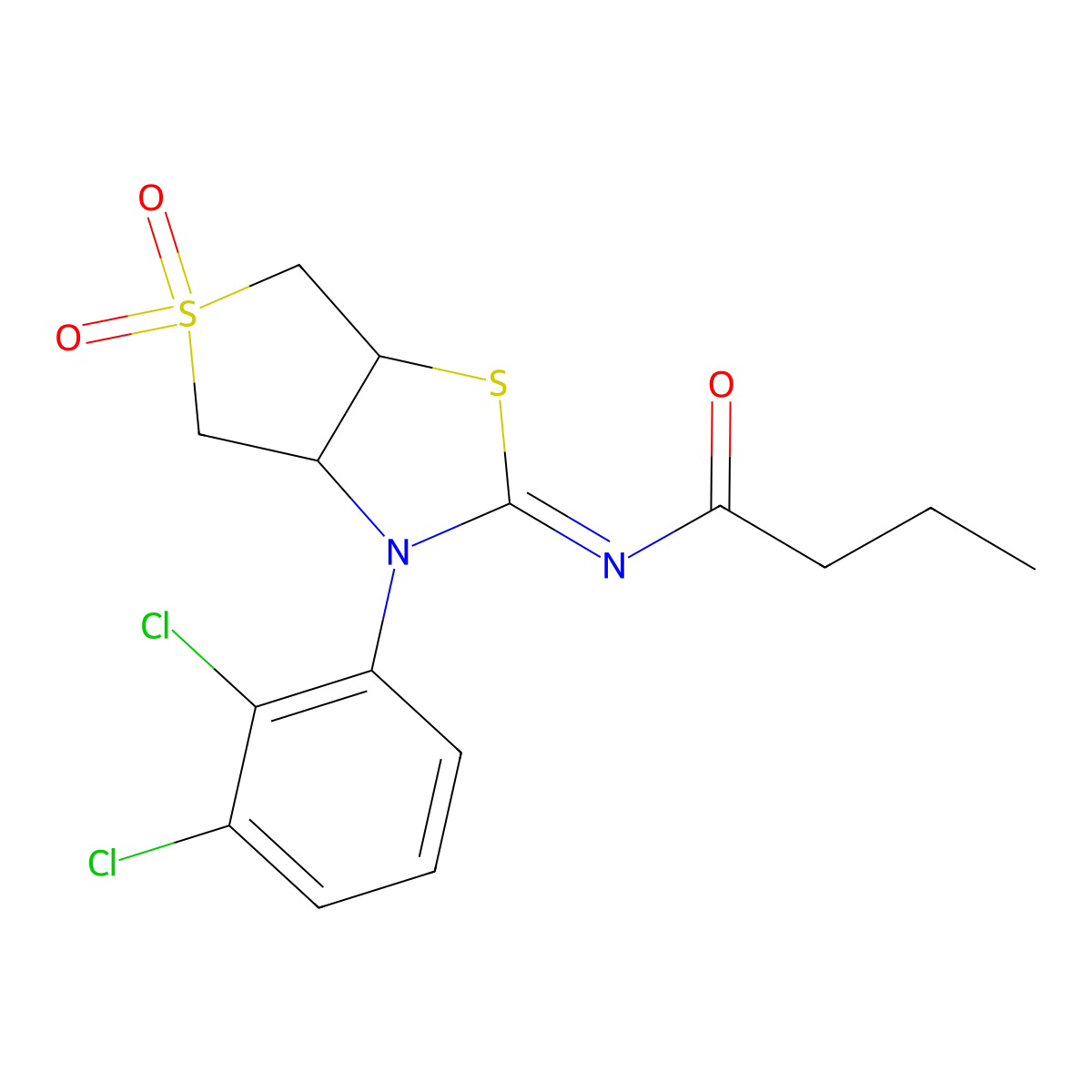 N-[(2Z)-3-(2,3-dichlorophenyl)-5,5-dioxidotetrahydrothieno[3,4-d][1,3]thiazol-2(3H)-ylidene]butanamide molecular structure, CAS 850824-87-2