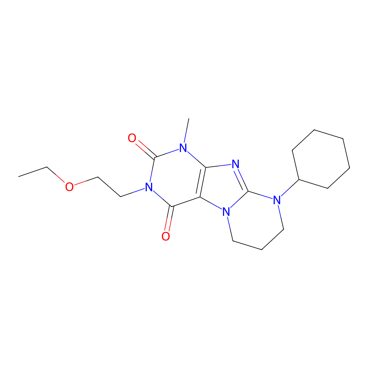 9-cyclohexyl-3-(2-ethoxyethyl)-1-methyl-7,8-dihydro-6H-purino[7,8-a]pyrimidine-2,4-dione molecular structure, CAS 850825-17-1