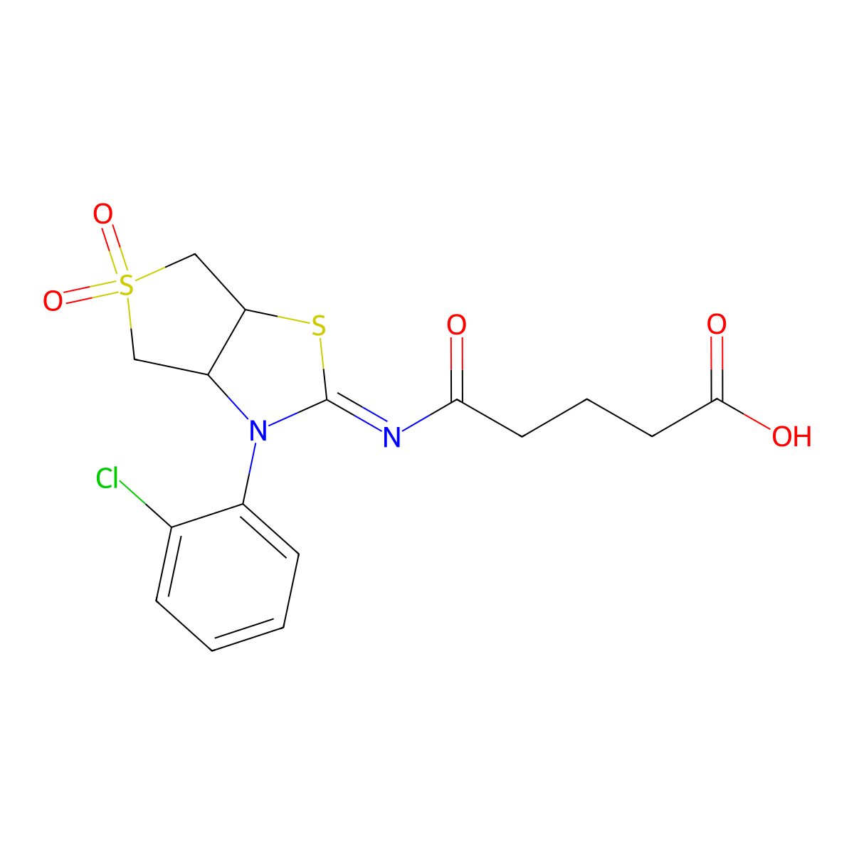 5-{[(2Z)-3-(2-chlorophenyl)-5,5-dioxidotetrahydrothieno[3,4-d][1,3]thiazol-2(3H)-ylidene]amino}-5-oxopentanoic acid molecular structure, CAS 850825-40-0