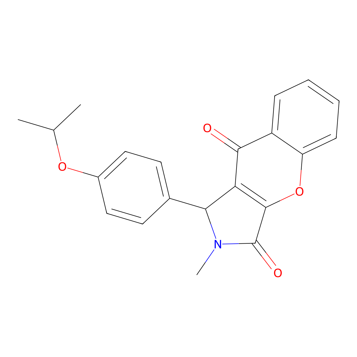 1-(4-Isopropoxyphenyl)-2-methyl-1,2-dihydrochromeno[2,3-c]pyrrole-3,9-dione molecular structure, CAS 850826-06-1