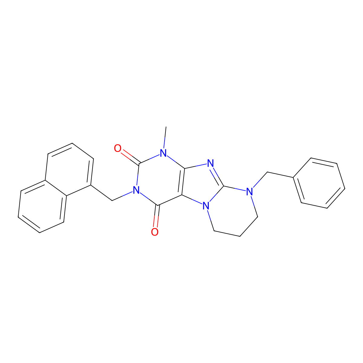 9-benzyl-1-methyl-3-(naphthalen-1-ylmethyl)-7,8-dihydro-6H-purino[7,8-a]pyrimidine-2,4-dione molecular structure, CAS 850826-82-3