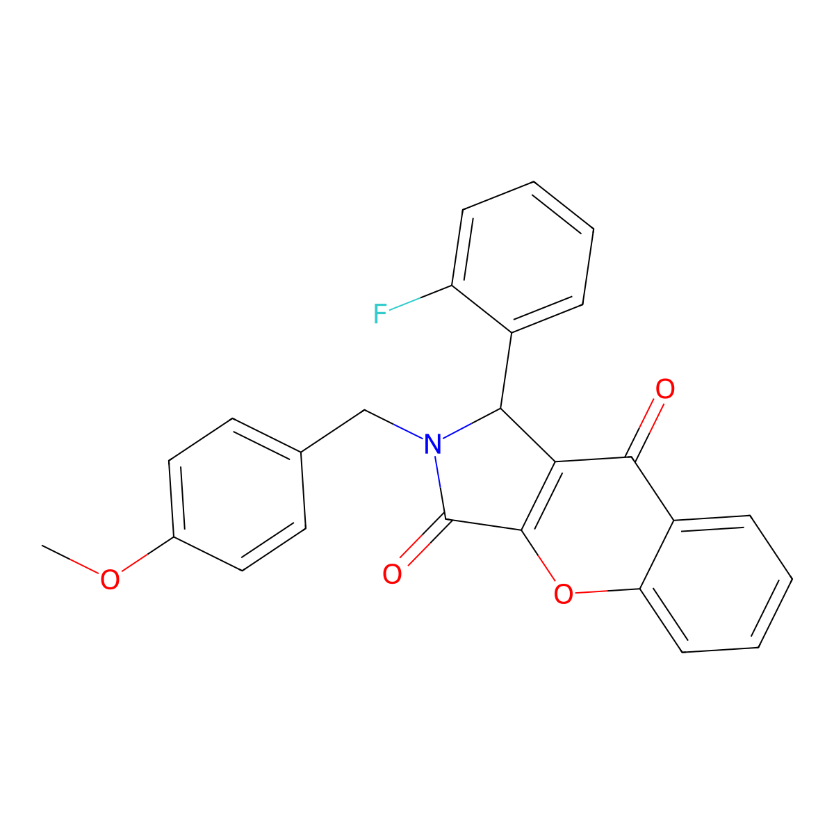 1-(2-Fluorophenyl)-2-(4-methoxybenzyl)-1,2-dihydrochromeno[2,3-c]pyrrole-3,9-dione molecular structure, CAS 850827-03-1