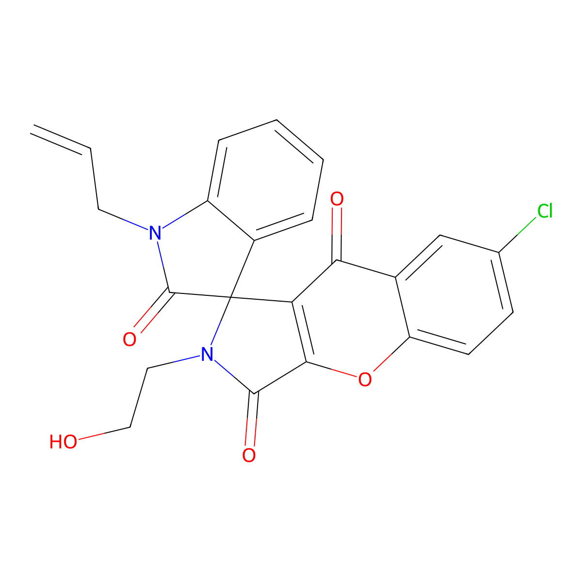 7-Chloro-2-(2-hydroxyethyl)-1'-prop-2-enylspiro[chromeno[2,3-c]pyrrole-1,3'-indole]-2',3,9-trione molecular structure, CAS 850827-75-7
