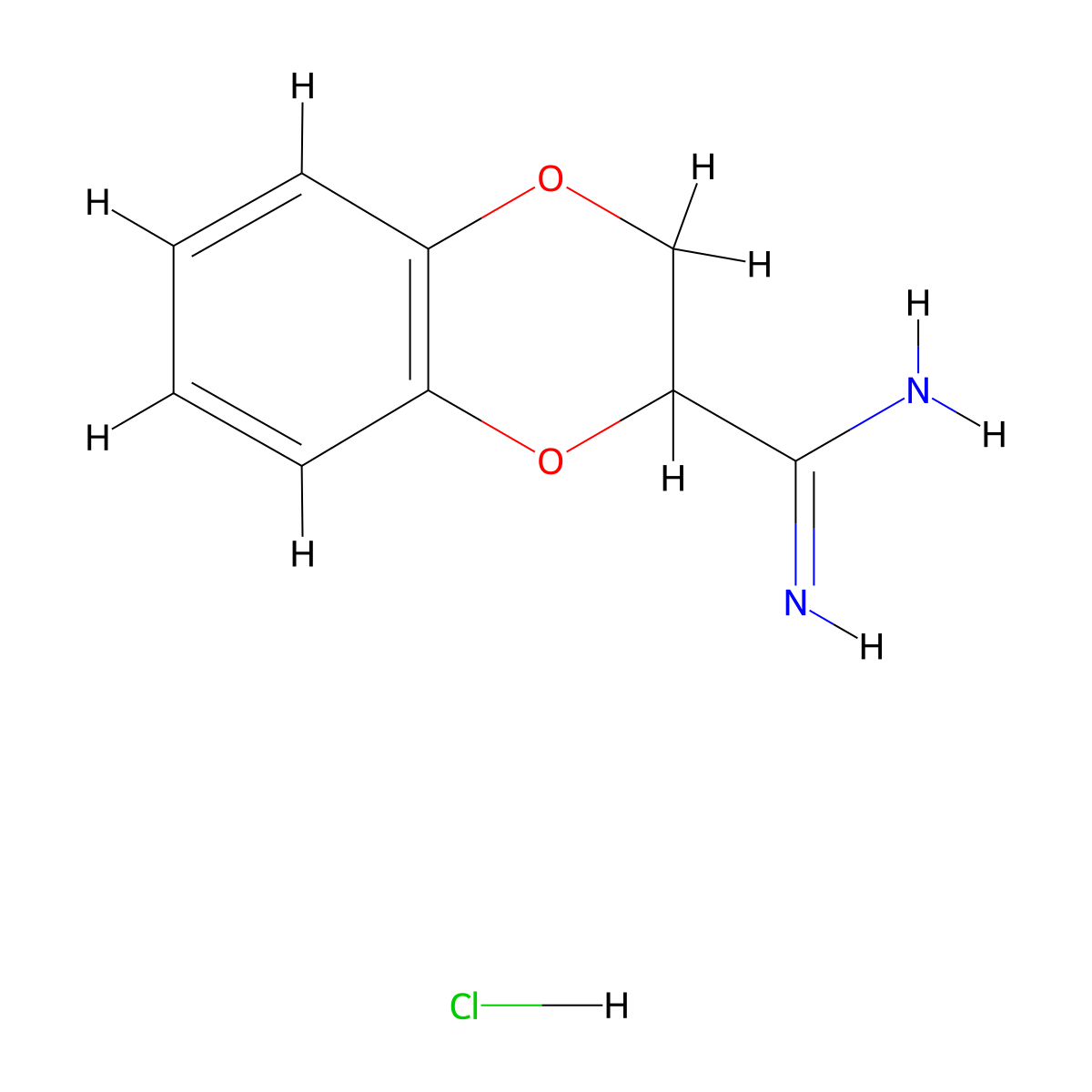 Benzodioxan-2-carboxamidine hydrochloride molecular structure, CAS 85084-36-2