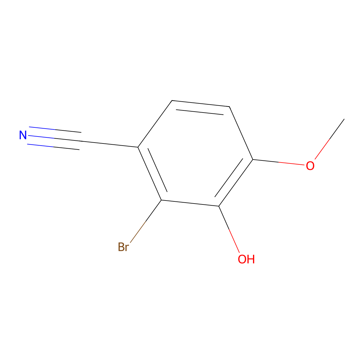 2-Bromo-3-hydroxy-4-methoxy-benzonitrile molecular structure, CAS 850856-57-4