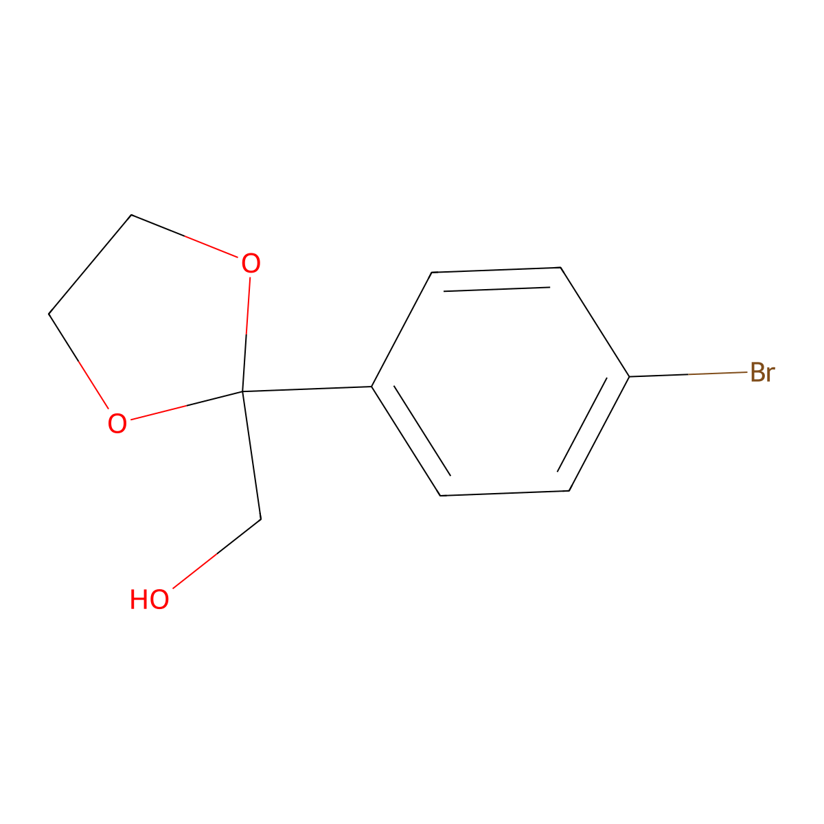 (2-(4-Bromophenyl)-1,3-dioxolan-2-yl)methanol molecular structure, CAS 850868-72-3