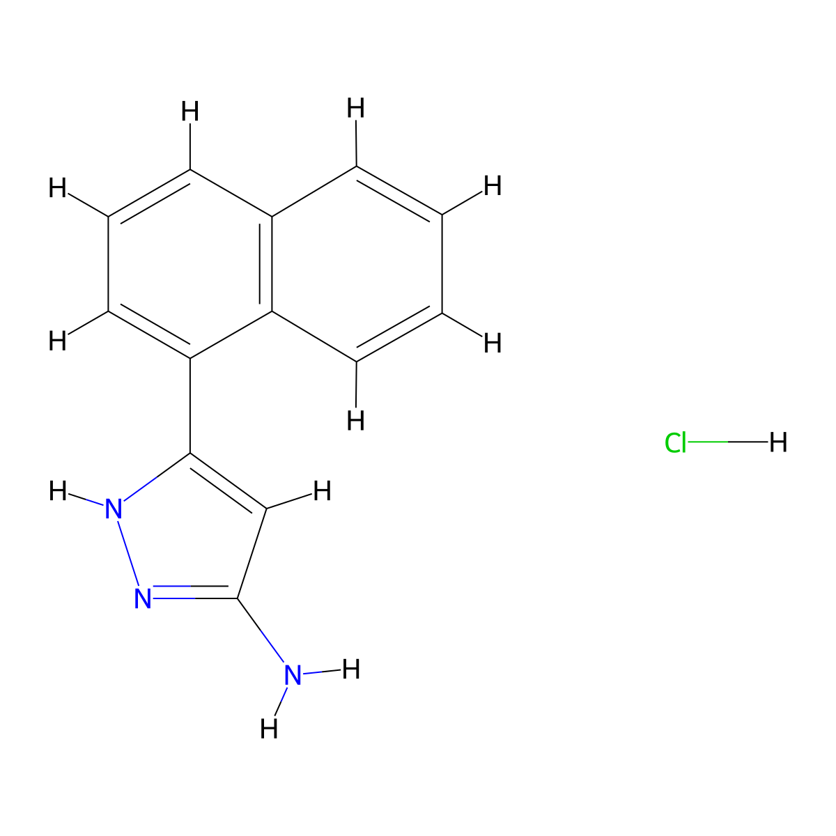 3-(Naphthalen-1-yl)-1H-pyrazol-5-amine hydrochloride molecular structure, CAS 850869-67-9