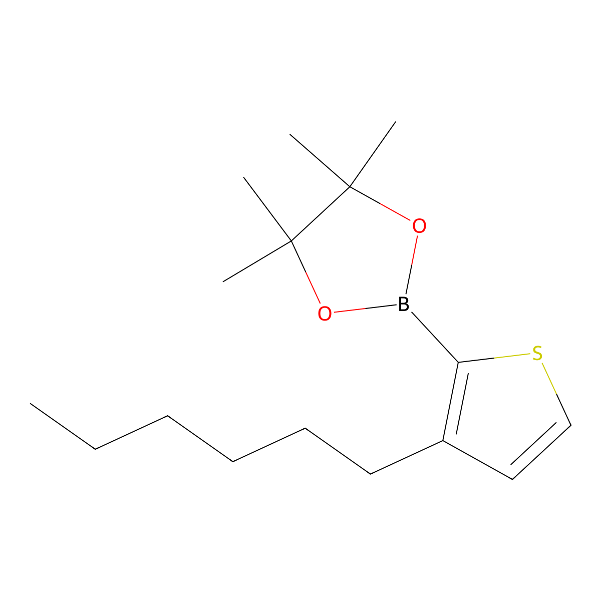 2-(3-Hexylthiophen-2-yl)-4,4,5,5-tetramethyl-1,3,2-dioxaborolane molecular structure, CAS 850881-09-3