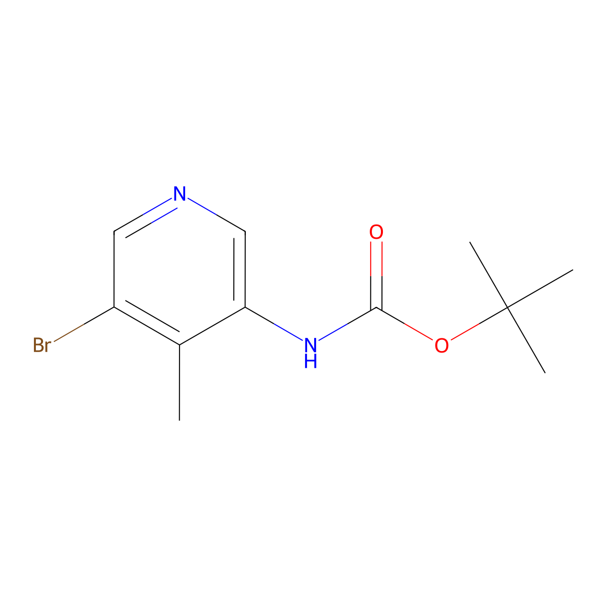 tert-Butyl (5-bromo-4-methylpyridin-3-yl)carbamate molecular structure, CAS 850892-13-6