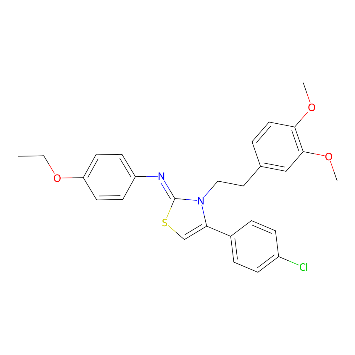 N-[(2Z)-4-(4-chlorophenyl)-3-[2-(3,4-dimethoxyphenyl)ethyl]-1,3-thiazol-2(3H)-ylidene]-4-ethoxyaniline molecular structure, CAS 850899-65-9