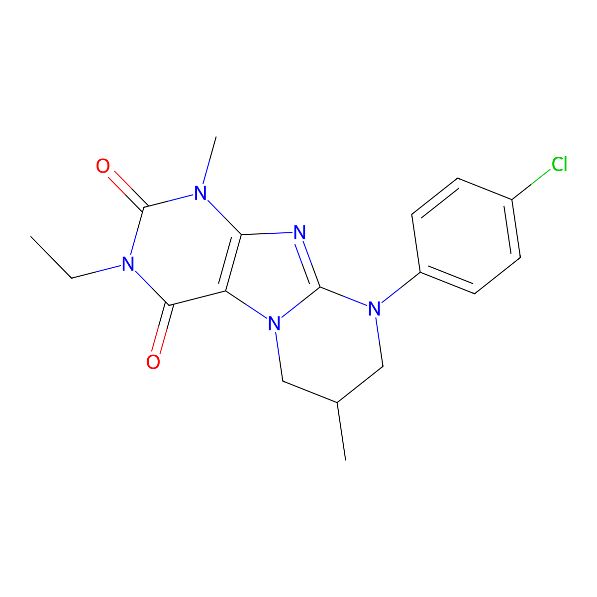 9-(4-chlorophenyl)-3-ethyl-1,7-dimethyl-7,8-dihydro-6H-purino[7,8-a]pyrimidine-2,4-dione molecular structure, CAS 850899-76-2